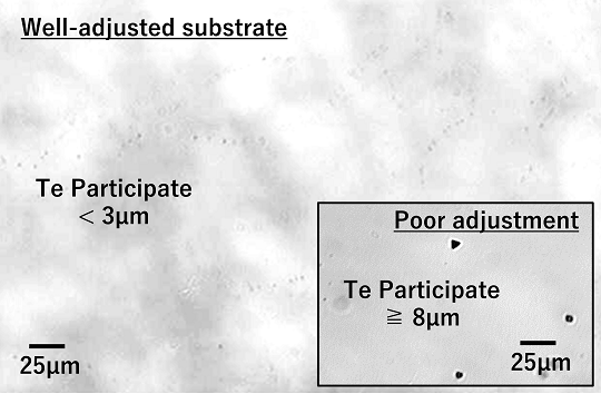 Slight traces of tellurium precipitate on adjusted substrate
